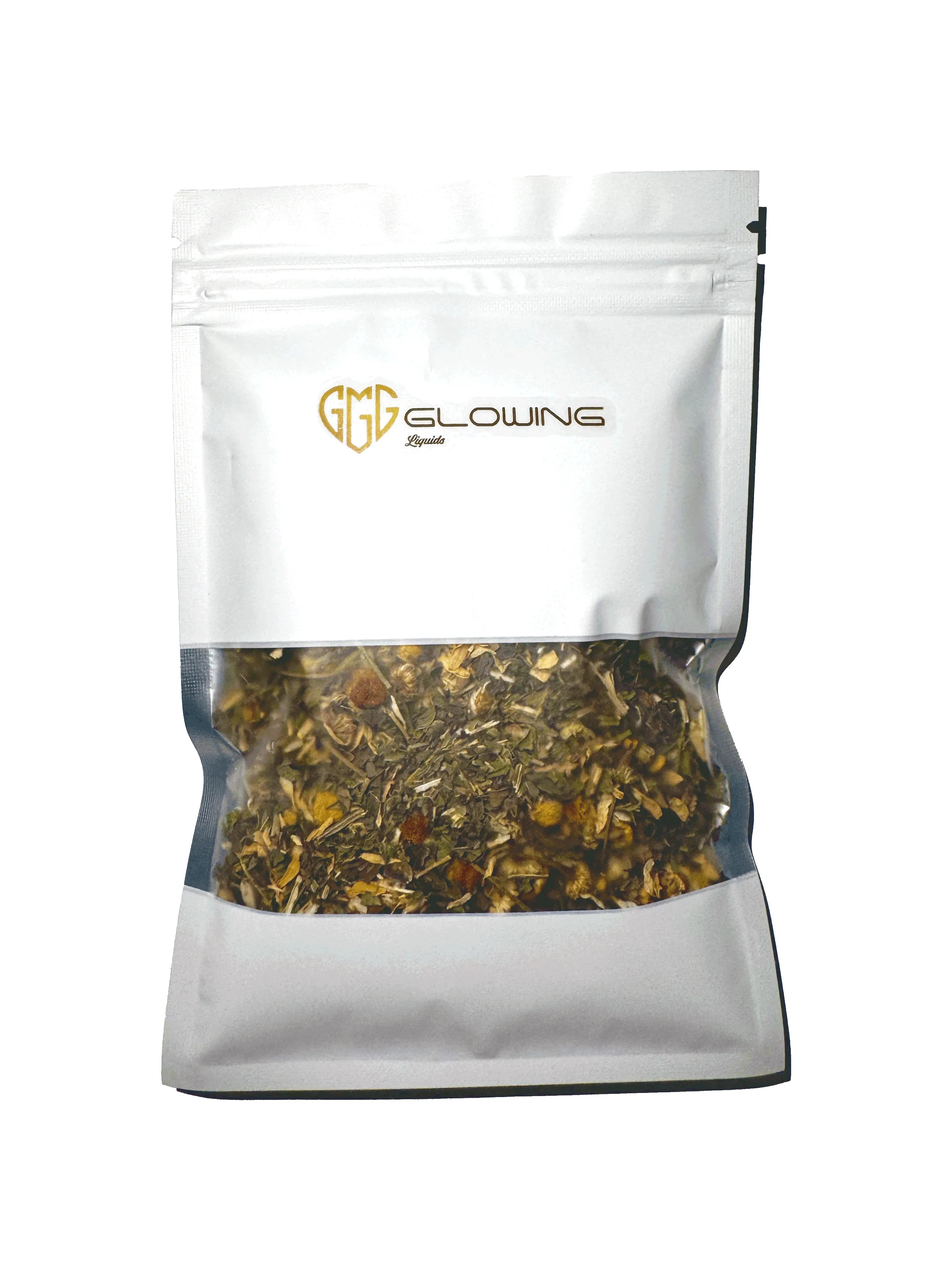 Bolsa de té Glowing Liquids, mostrando su envase cuidadosamente diseñado para mantener la frescura y calidad del té