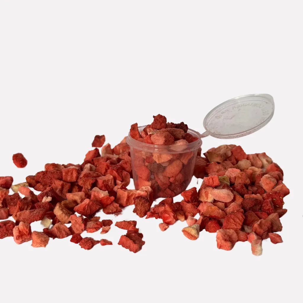 Pack de fresa liofilizada, fruta preservada con técnicas naturales para mantener su sabor fresco y delicioso, perfecta para smoothies y otras recetas